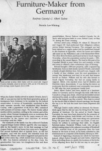 Canadian Collector. Vol.16. No.5. Sept/Oct. 1981 : Furniture-Maker from Germany Page 1